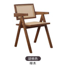 Dining Chair Solid Wood Nordic Rattan Armchair Solid Wood Vintage Style Backrest Furniture Rattan