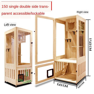 Closed Luxury Solid Four Wood Seasons Universal Double-layer Cabinet Home Cage Villa Cat House