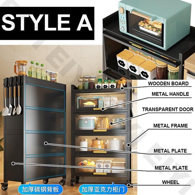 (EIYI) Metal Kitchen Cabinet With Wheels Multi-layer Storage Cabinet Multifunctional Kitchen Storage