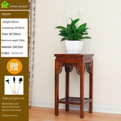 SENBIJU Chinese Stand Solid Wood Living Room Ground Green Rose Spider Flower Pot Bonsai Shelf