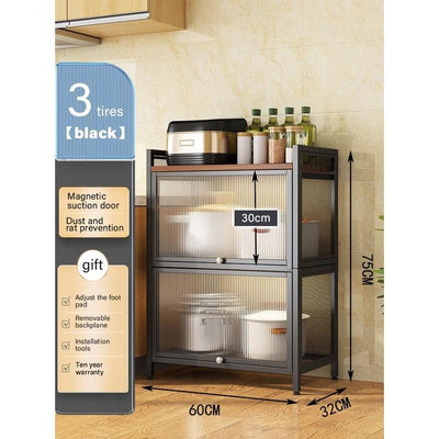 CAGK Kitchen Rack Storage Cabinet With Door Floor-standing Multi-layer Microwave Oven Pot Rack