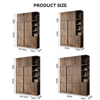 Wardrobe Nordic Bedroom Solid Wood Modern 2021 Simple Push-door Small-family Collection Large