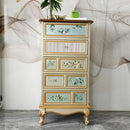 American Chest of Drawers Solid Wood Bedroom Cabinet Mediterranean Painted Drawer Cabinet Chest of