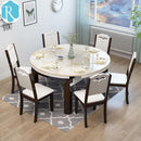 Solid Wood and Chair Combination Modern Simple Telescopic Marble Dining Folding Household