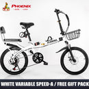 Phoenix Foldable Bicycle 7-speed Variable Speed Folding Bike High Carbon Steel Double Disc Brake