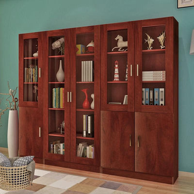 Bookcase Combination Simple Modern Living Room with Door Cabinet Glass Door Bookcase Economical