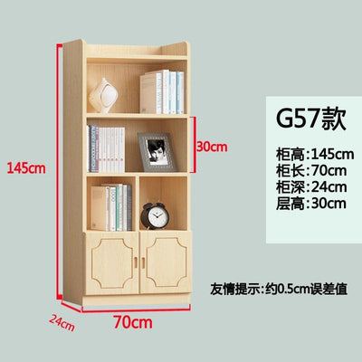 Book Shelf Solid Wood Bookshelf Cabinet Modern Simple Floor Bookcase Shelf Log Pine With Door Bay