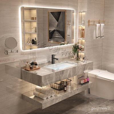 Modern Bathroom Cabinet Customized Stone Plate Ceramic Basin Wash Basin Integrated Hotel Toilet