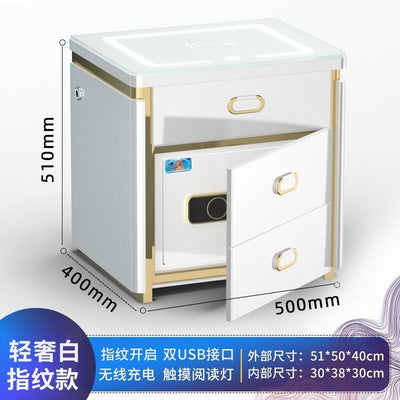 YICHANG Smart Bedside Table With Safe Box Bedside Cabinet With Safe Box Fingerprint Light / USB