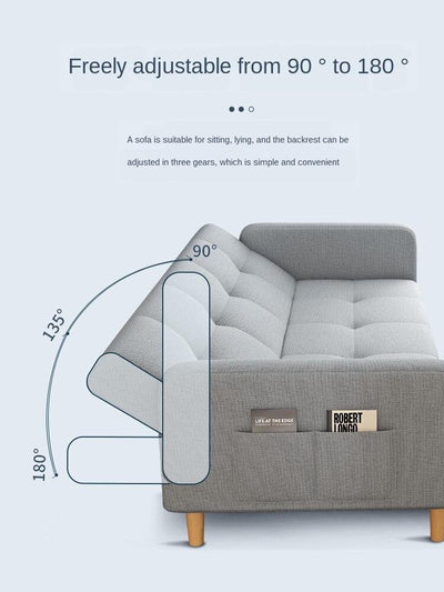 Sofa Bed Foldable Small Apartment Double 2.1 m Multi-functional Fabric Dual-use Economical Simple