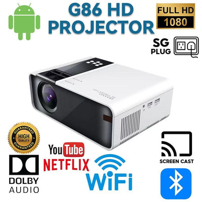 Mini Projector G86 Home TV Wifi HD 1080P Wireless Mirroring Screen Bluetooth Remote Control Portable