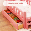 ✨ Ready Stock ✨Solid Wood Children's With Guardrail Princess Powder Color Lacquer Tatami Kids