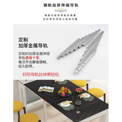 Rock Slab Folding Dining Table Retractable Ultra-thin Shrink Table Small Apartment Household Solid