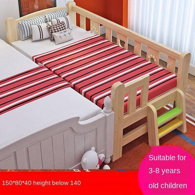 Solid Wood Baby Bed Baby Cot Boy Single Bed Girl Princess Bedside Bed Widened Small Bed With Rails