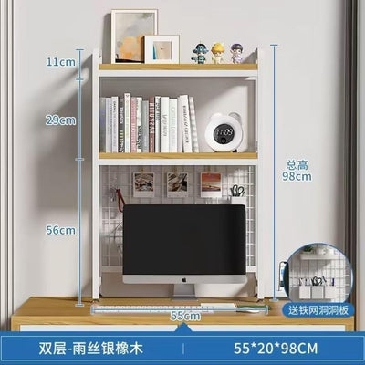 Desktop Shelf Desk Pegboard Wall Shelf Desktop With Grid Multi-layer Shelves Home Students Computer