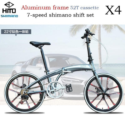 Hito X6 Foldable Bicycle Shimano 7-speed 20/22 inch Folding Bicycle Aluminum Frame Ultra Light 52T