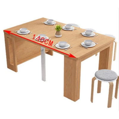 SENBIJU Dinning Table With Telescopic Folding Chair Wooden Multi-functional Household Small