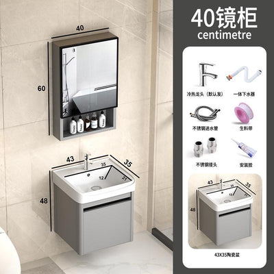 PYGH Italian Slate Bathroom Cabinet Thickened Aluminum Alloy Bathroom Vanity Cabinet Bathroom Smart