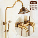 RUNZE All Copper Rain Shower Set European Retro Bathroom Shower Full Set With Shower Head