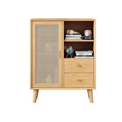 GH Tv Console Cabinet Solid Wood Coffee Table Rattan Storage Cabinet Combination Living Room Nordic