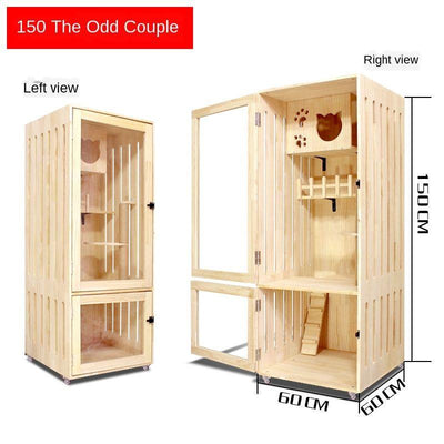 Byto Cat Cage Solid Cat With Cage Wood Villa Apartment Climbing Rack House Dispaly Cabinet Four