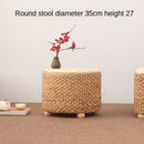 Rattan-made Low Balcony Bench Sofa Straw-made Household Seat Pier Small Round Stool Tatami Chair