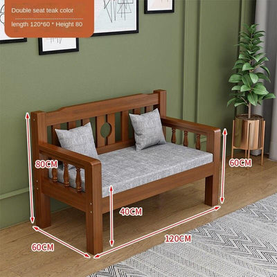 Sofa Solid Wood Small Apartment Wooden Simple Three-person Chair Double Bench Living Room