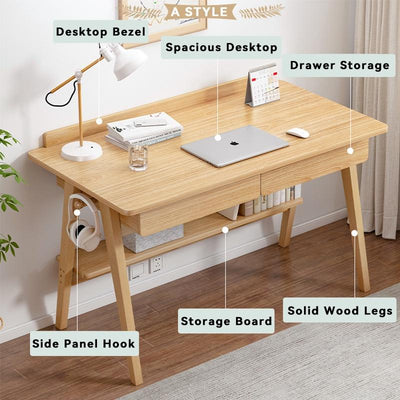 JR Solid Wood Study Table With Drawer Home Computer Table Simple Writing Study Desk