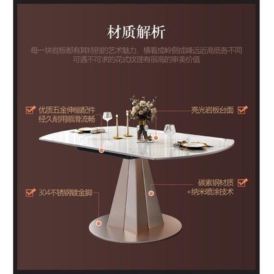 Light Luxury Rotary Telescopic Round Dining Table With Rotary Table Multifunctional Rock Plate