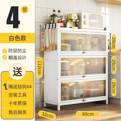 Kitchen Cabinet With Door Multi-functional Storage Cabinet For Bowls Chopsticks Plates Dishes Pans