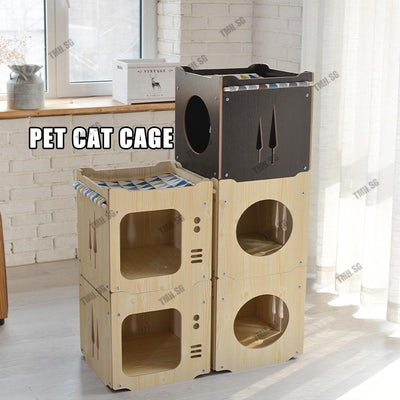 Pet Cat Cage With Hammock Nest Cat House Closed Delivery Room Tree Combination Cat Crawler Toys