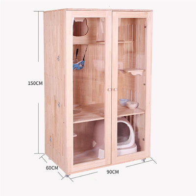 RUNPET Indoor Solid Wood Villa Cabinet Household Double Three Layer Cage Delivery Room Breeding Nest