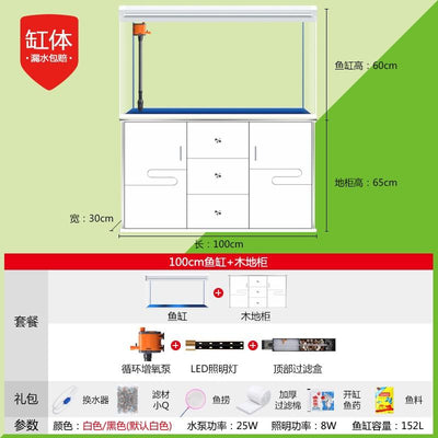 RUNPET Fish Tank Self Cleaning with Cabinet / Aquarium Light 60/80/100/120CM