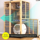 Cage Home Japanese Solid Wood Apartment with Toilet Luxury Cabinet Cat Nest House Villa