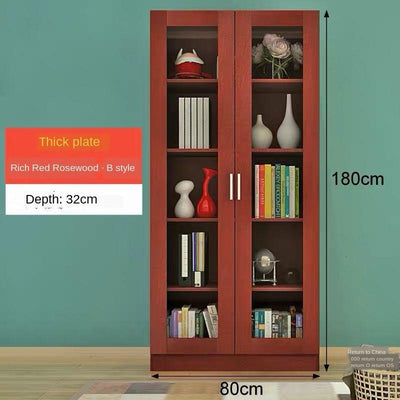 SENBIJU Bookshelf Modern Shelf Living Room Cabinet Glass Door Locker Simple Bookcase Free