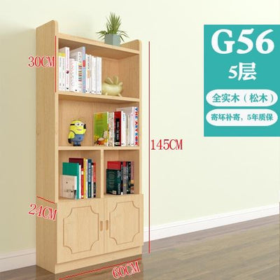 Book Shelf Solid Wood Bookshelf Cabinet Modern Simple Floor Bookcase Shelf Log Pine With Door Bay