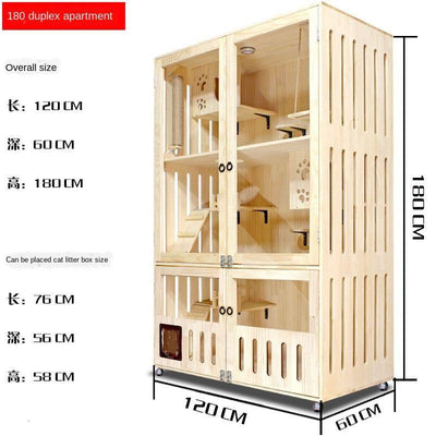 Wood Four Solid Seasons Universal Closed Luxury Apartment House Household Cat Cabinet