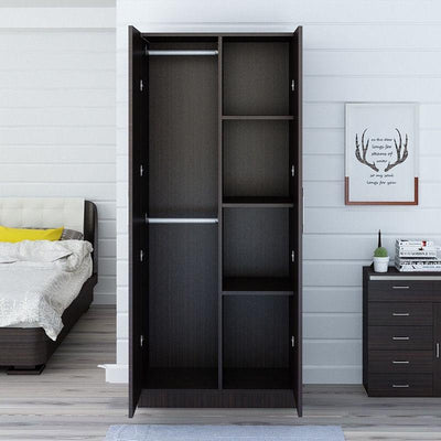 Wooden Stylish Wardrobe Atmospheric Bedroom Black Walnut Cabinet Solid Wood Double Door Simple Black