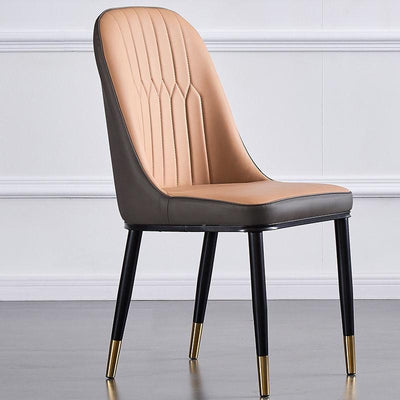 DF Nordic Dining Chair With Gold Foot Restaurant PU Leather Waterproof Leisure Chair,Modern Home