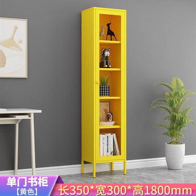 Bookshelf Cabinet Living Room Dustproof Bookshelf Wrought Iron Glass Door Bookcase Home Floor