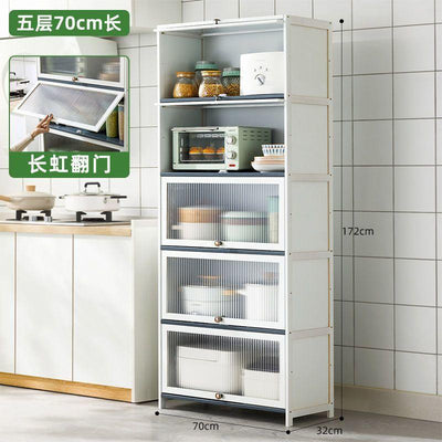 CAGK SG Stock Kitchen Cabinet Storage Multilevel Kitchen Storage Shelf Cupboard Cabinet Microwave