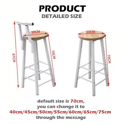 High Chair Bar Stool Minimalist Fashion Creative Steel Wood Thickened Dining Chair（70cm）