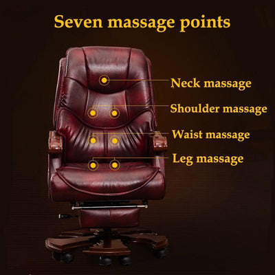 Special Offer Office Chair Leather Computer Chair Cowhide Swivel Boss Large Chair 7 Massage Spots