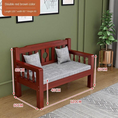 Sofa Solid Wood Small Apartment Wooden Simple Three-person Chair Double Bench Living Room