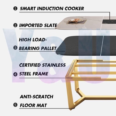 Light Luxury Telescopic Slate Dining Table Simple With Induction Cooker Dining Table And Chair