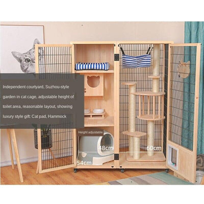 Cat Villa Qiyou Villa Solid Wood Oversized Three-layer Four-layer Cabinet House Wooden Pet Breeding