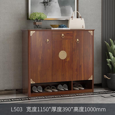 (YIGLE)New Chinese Shoe Cabinet at Home Door Partition Cabinet Chinese Cabinet Large-capacity Solid