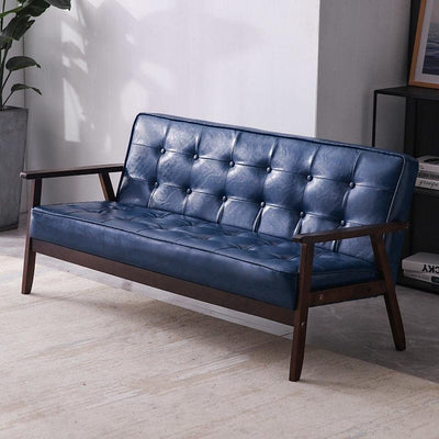 Simple Solid Wood Sofa Leather Sofa For Living Room Small Apartment