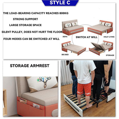 MH Foldable Sofa Bed Home Multifunctional Living Room Fabric Sofa With Storage Retractable Sofa Bed