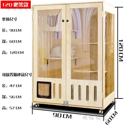 Cat Villa Cat House Pet Villa Four Seasons Universal Solid Wood Nest Closed Luxury Apartment